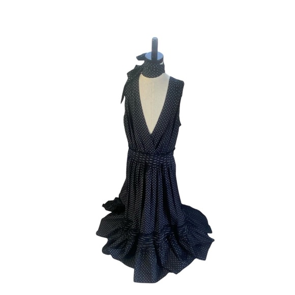 Emanuel Ungaro Denise Black Polka Dot Midi Dress | Size S | $695 Retail - Picture 3 of 14